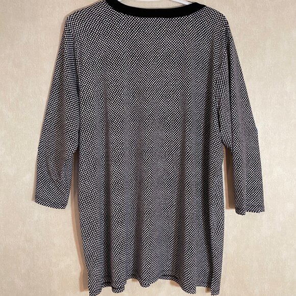 Jones New York Signature Womens 2X Black & White Geometric Print Long Tunic Top - Picture 2 of 6